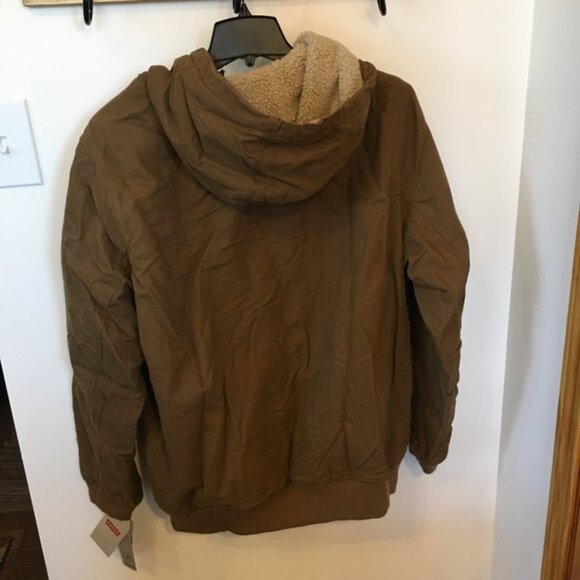 Men's TALL Size Levi's Sherpa-Lined Workwear Bomber Work Jacket Coat Brown XLT - Picture 8 of 13